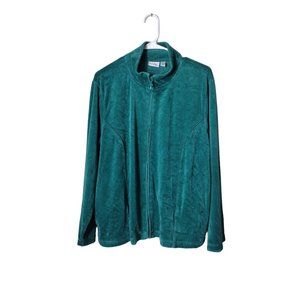 Kim Rogers Sweater Womens XL Long Sleeve Full Zip Pockets Holiday Retro